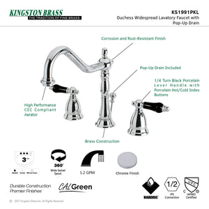 Duchess KS1991PKL Two-Handle 3-Hole Deck Mount Widespread Bathroom Faucet with Brass Pop-Up, Polished Chrome