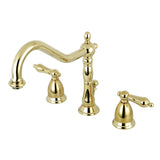 Heritage KS1992AL Two-Handle 3-Hole Deck Mount Widespread Bathroom Faucet with Brass Pop-Up, Polished Brass