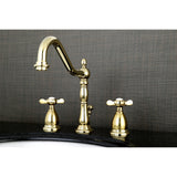 Essex KS1992BEX Two-Handle 3-Hole Deck Mount Widespread Bathroom Faucet with Brass Pop-Up, Polished Brass