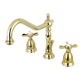 Essex KS1992BEX Two-Handle 3-Hole Deck Mount Widespread Bathroom Faucet with Brass Pop-Up, Polished Brass