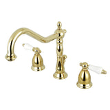 Heritage KS1992PL Two-Handle 3-Hole Deck Mount Widespread Bathroom Faucet with Brass Pop-Up, Polished Brass