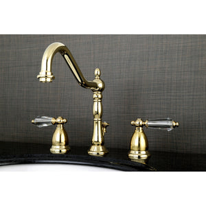 Wilshire KS1992WLL Two-Handle 3-Hole Deck Mount Widespread Bathroom Faucet with Brass Pop-Up, Polished Brass