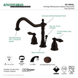 Heritage KS1995AL Two-Handle 3-Hole Deck Mount Widespread Bathroom Faucet with Brass Pop-Up, Oil Rubbed Bronze