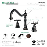 Essex KS1995BEX Two-Handle 3-Hole Deck Mount Widespread Bathroom Faucet with Brass Pop-Up, Oil Rubbed Bronze