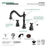 Bel-Air KS1995BPL Two-Handle 3-Hole Deck Mount Widespread Bathroom Faucet with Brass Pop-Up, Oil Rubbed Bronze