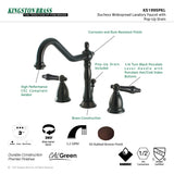 Duchess KS1995PKL Two-Handle 3-Hole Deck Mount Widespread Bathroom Faucet with Brass Pop-Up, Oil Rubbed Bronze