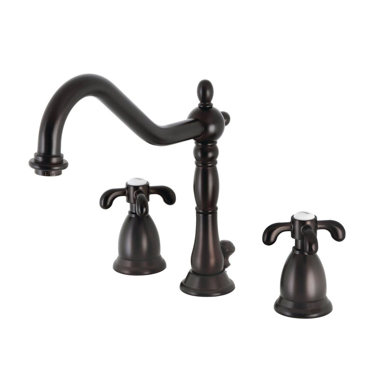 French Country KS1995TX Two-Handle 3-Hole Deck Mount Widespread Bathroom Faucet with Brass Pop-Up, Oil Rubbed Bronze