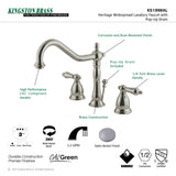 Heritage KS1998AL Two-Handle 3-Hole Deck Mount Widespread Bathroom Faucet with Brass Pop-Up, Brushed Nickel