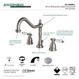 Bel-Air KS1998BPL Two-Handle 3-Hole Deck Mount Widespread Bathroom Faucet with Brass Pop-Up, Brushed Nickel