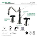 Duchess KS1998PKX Two-Handle 3-Hole Deck Mount Widespread Bathroom Faucet with Brass Pop-Up, Brushed Nickel