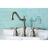 Tudor KS1998TAL Two-Handle 3-Hole Deck Mount Widespread Bathroom Faucet with Brass Pop-Up, Brushed Nickel