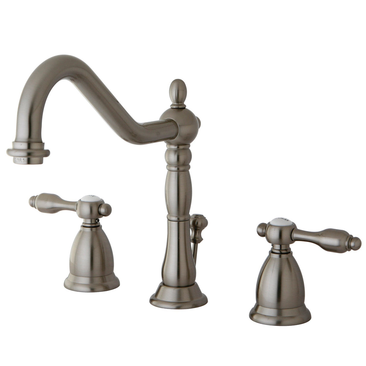 Tudor KS1998TAL Two-Handle 3-Hole Deck Mount Widespread Bathroom Faucet with Brass Pop-Up, Brushed Nickel