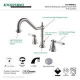 Wilshire KS1998WLL Two-Handle 3-Hole Deck Mount Widespread Bathroom Faucet with Brass Pop-Up, Brushed Nickel