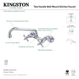 KS200M Two-Handle 2-Hole Wall Mount Kitchen Faucet, Polished Chrome