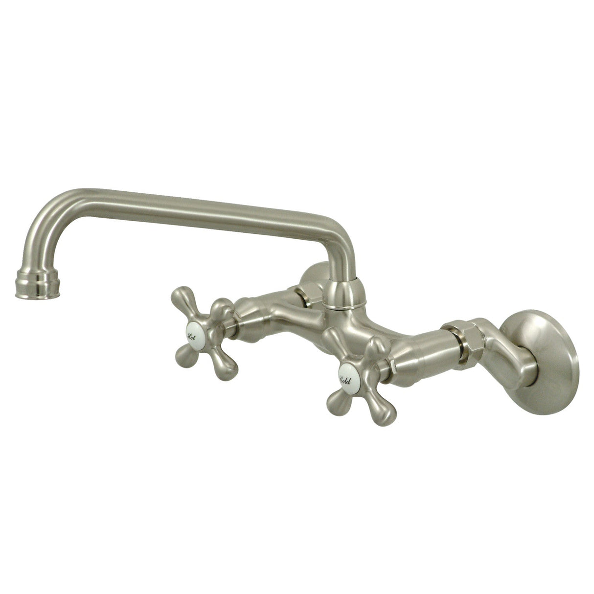 Kingston KS200SN Two-Handle 2-Hole Wall Mount Kitchen Faucet, Brushed Nickel