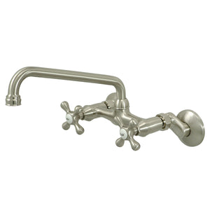 Kingston KS200SN Two-Handle 2-Hole Wall Mount Kitchen Faucet, Brushed Nickel