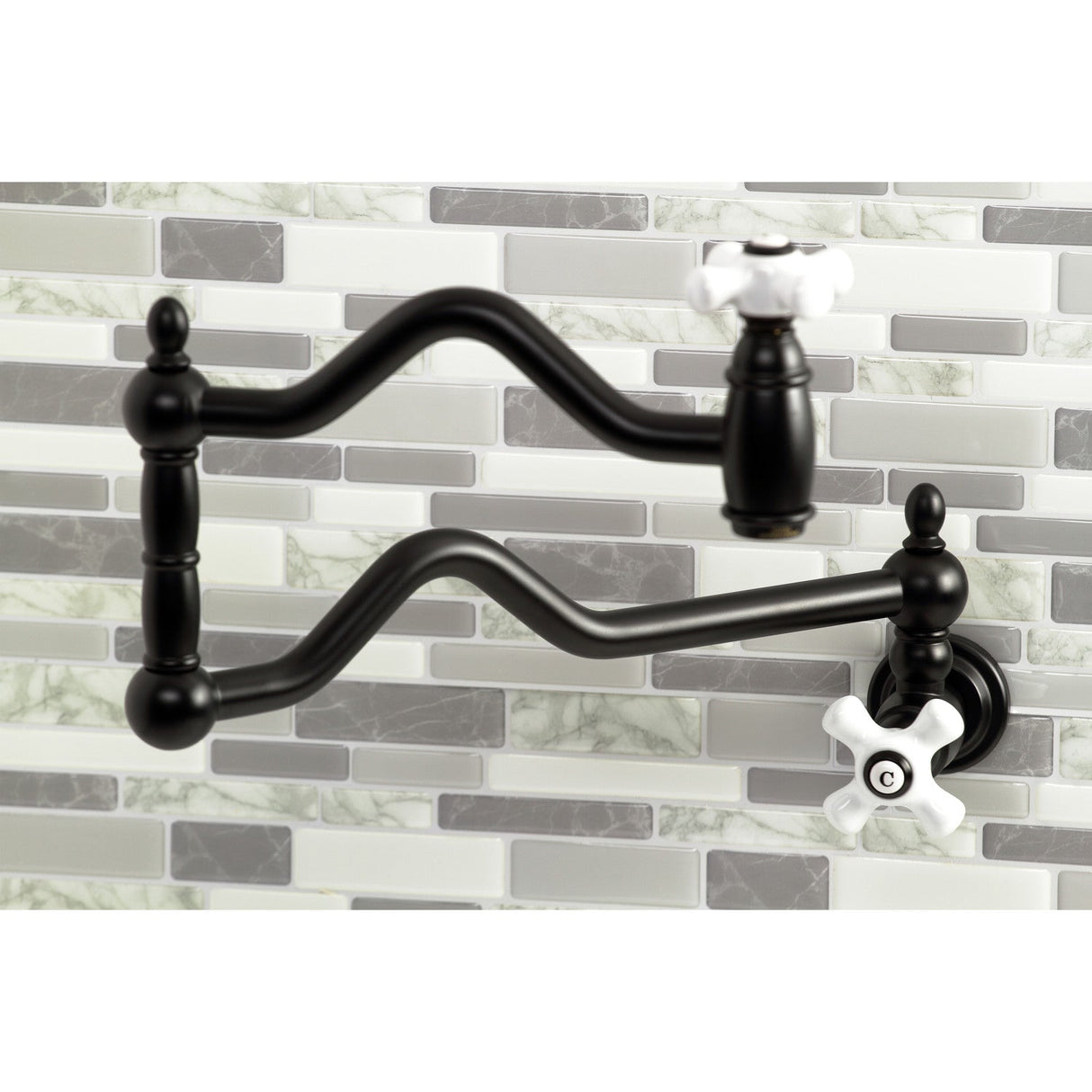 Heritage KS2100PX Two-Handle Pot Filler, Matte Black