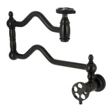 Webb KS2100RKX Two-Handle 1-Hole Wall Mount Pot Filler with Knurled Handle, Matte Black