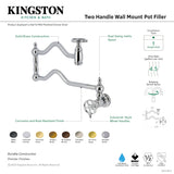 Webb KS2101RKX Two-Handle 1-Hole Wall Mount Pot Filler with Knurled Handle, Polished Chrome