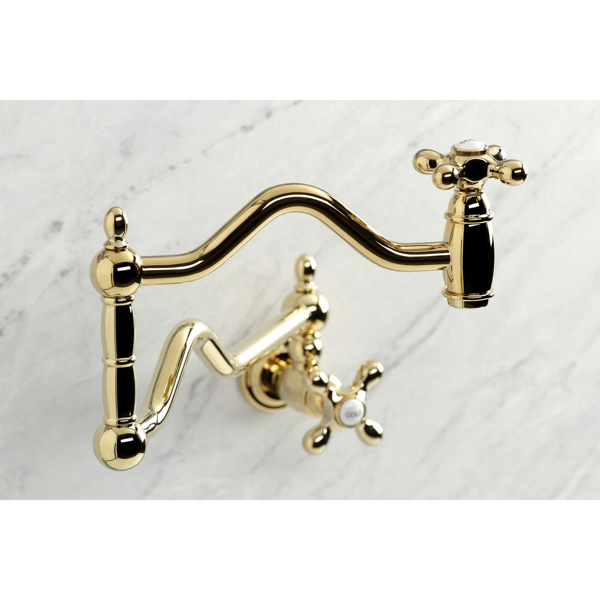 Heritage KS2102AX Two-Handle Pot Filler, Polished Brass