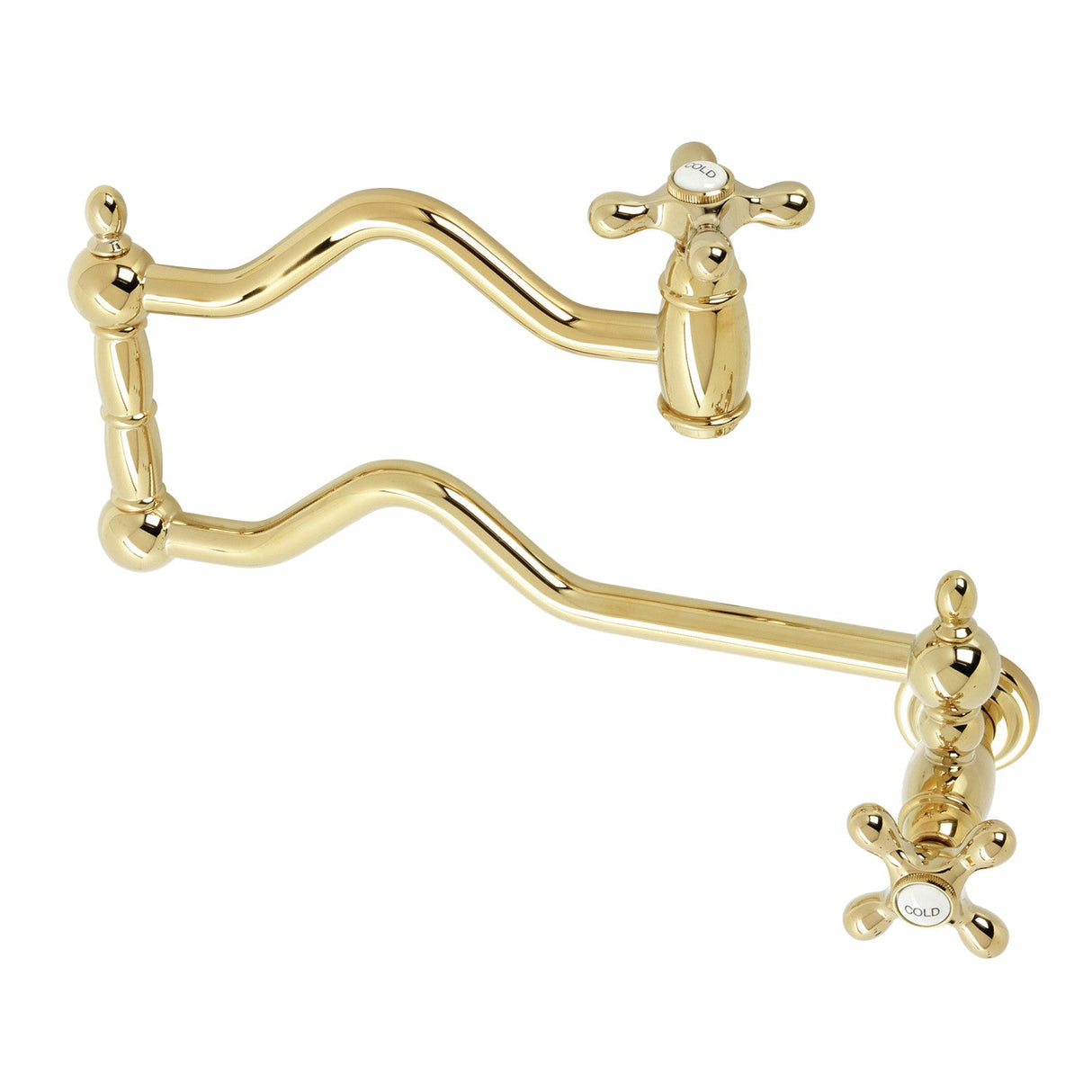 Heritage KS2102AX Two-Handle Pot Filler, Polished Brass