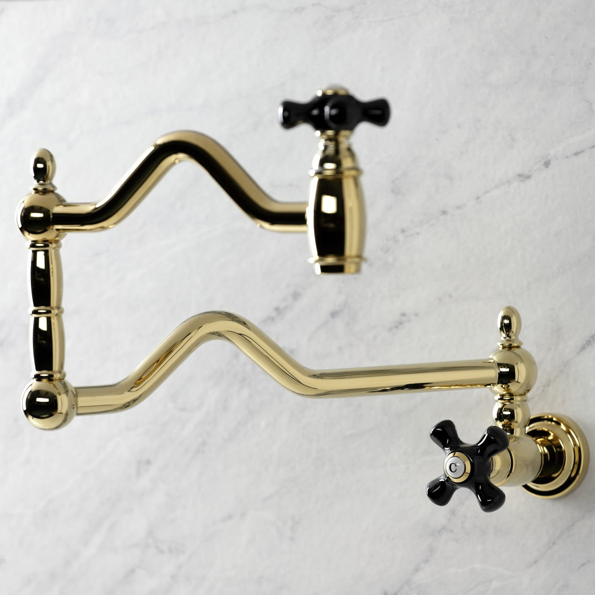 Duchess KS2102PKX Two-Handle Pot Filler, Polished Brass