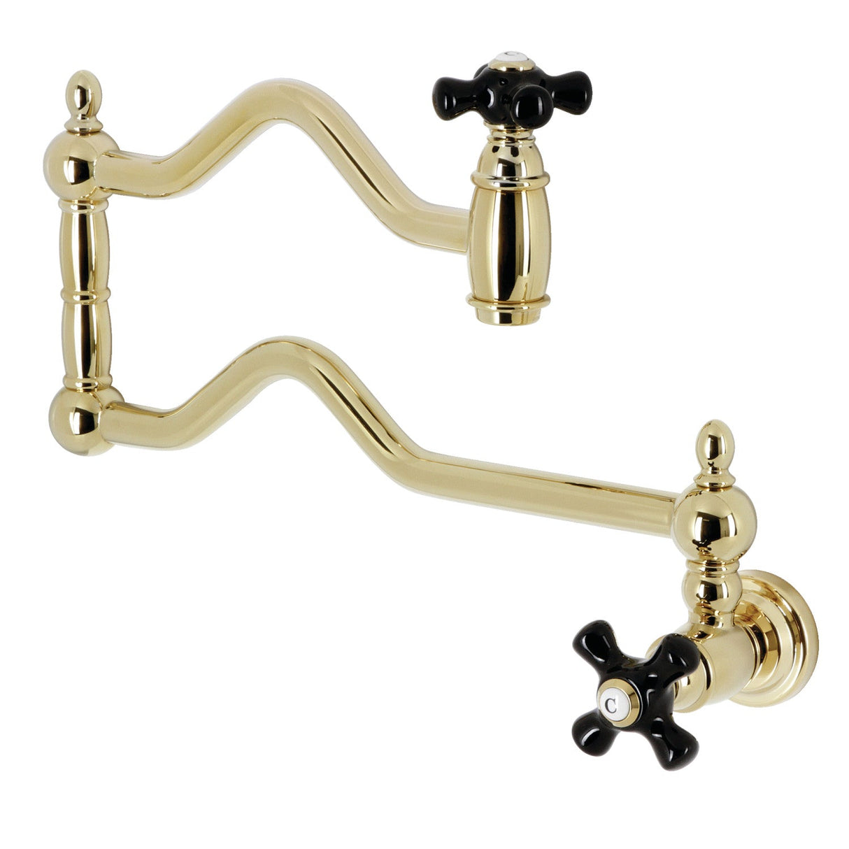 Duchess KS2102PKX Two-Handle Pot Filler, Polished Brass