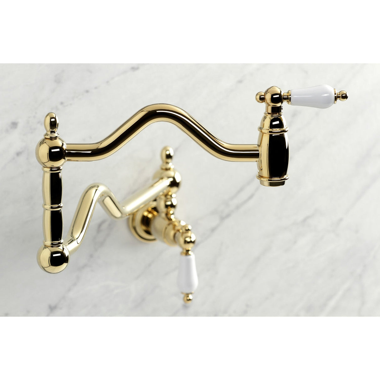 Heritage KS2102PL Two-Handle Pot Filler, Polished Brass