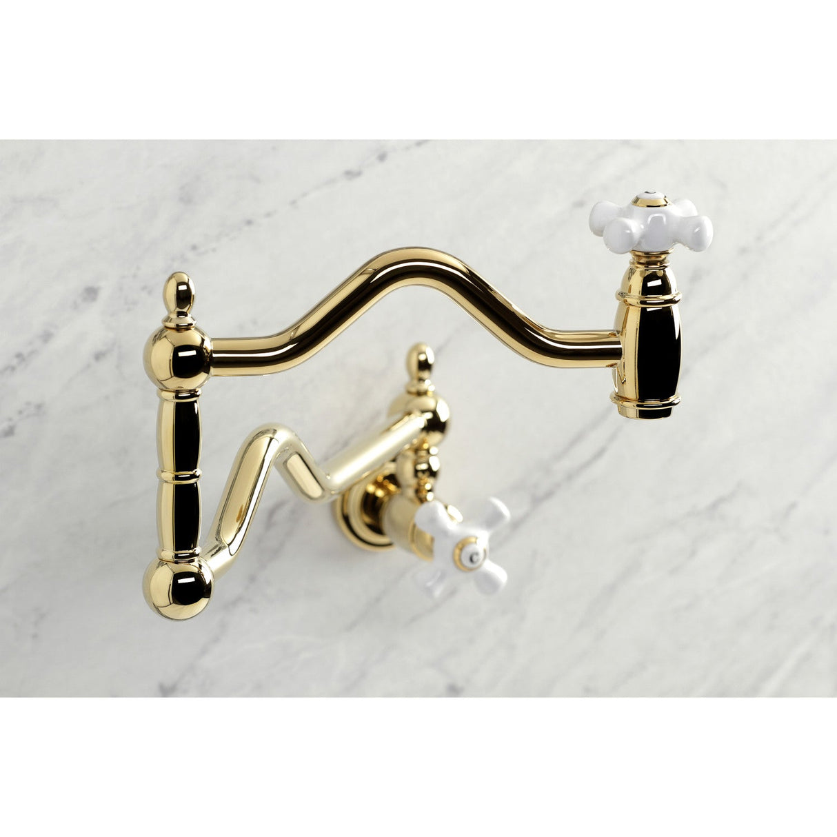 Heritage KS2102PX Two-Handle Pot Filler, Polished Brass