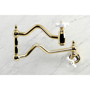 Heritage KS2102PX Two-Handle Pot Filler, Polished Brass