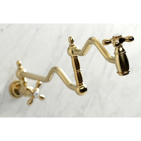 Heritage KS2107AX Two-Handle Pot Filler, Brushed Brass