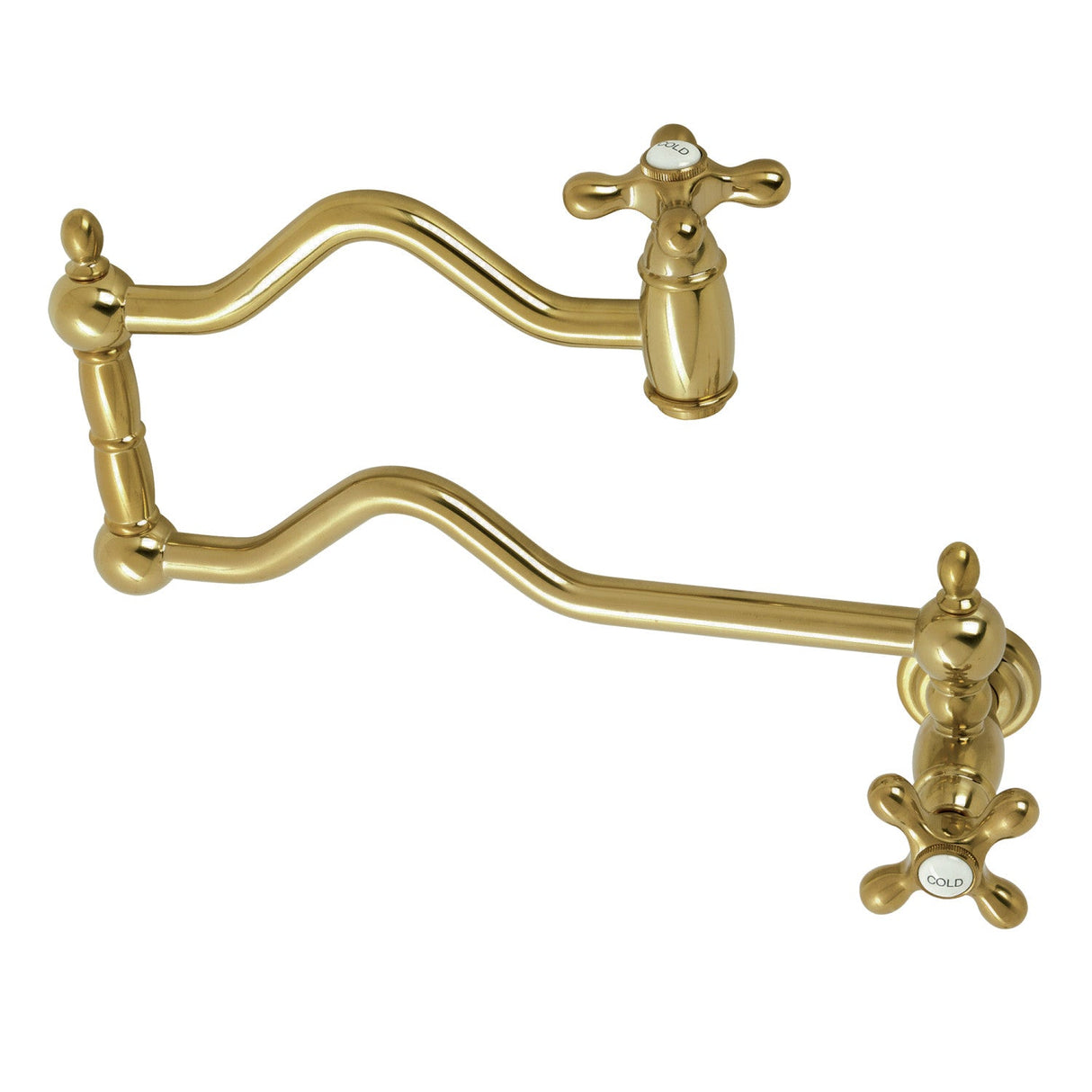 Heritage KS2107AX Two-Handle Pot Filler, Brushed Brass