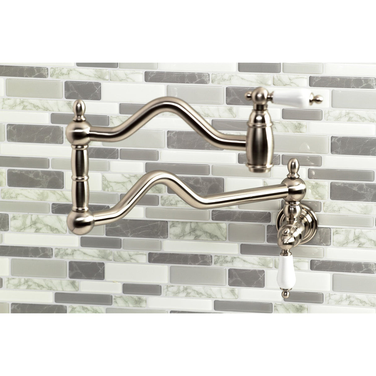 Heritage KS2108PL Two-Handle Pot Filler, Brushed Nickel