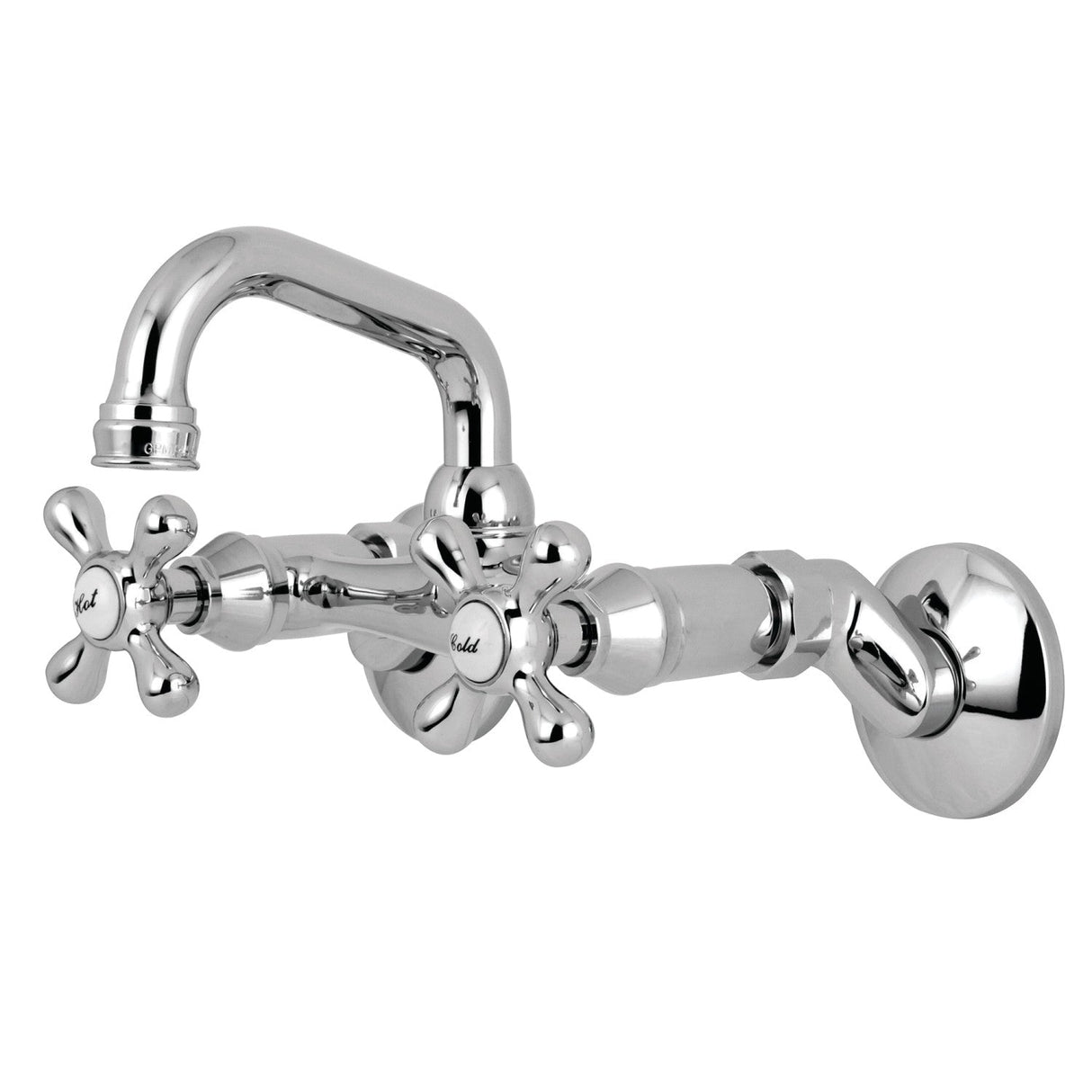 Kingston KS212C Two-Handle 2-Hole Wall Mount Bar Faucet, Polished Chrome