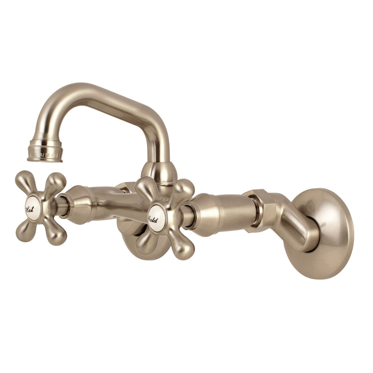 Kingston KS212SN Two-Handle 2-Hole Wall Mount Bar Faucet, Brushed Nickel