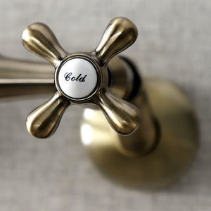 Kingston KS213AB Two-Handle 2-Hole Wall Mount Kitchen Faucet, Antique Brass