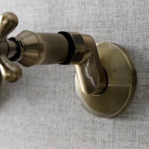 Kingston KS213AB Two-Handle 2-Hole Wall Mount Kitchen Faucet, Antique Brass