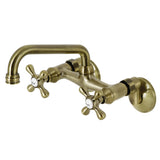 Kingston KS213AB Two-Handle 2-Hole Wall Mount Kitchen Faucet, Antique Brass