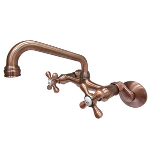 Kingston KS213AC Two-Handle 2-Hole Wall Mount Kitchen Faucet, Antique Copper