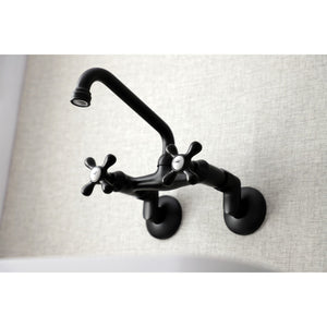 Kingston KS213MB Two-Handle 2-Hole Wall Mount Kitchen Faucet, Matte Black