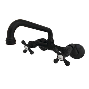 Kingston KS213MB Two-Handle 2-Hole Wall Mount Kitchen Faucet, Matte Black