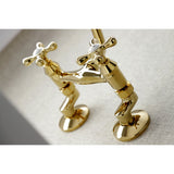 Kingston KS213PB Two-Handle 2-Hole Wall Mount Kitchen Faucet, Polished Brass