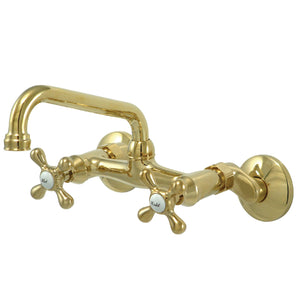 Kingston KS213PB Two-Handle 2-Hole Wall Mount Kitchen Faucet, Polished Brass
