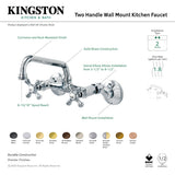 Kingston KS213SB Two-Handle 2-Hole Wall Mount Kitchen Faucet, Brushed Brass