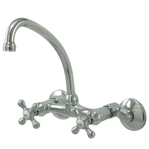 Kingston KS214C Two-Handle 2-Hole Wall Mount Kitchen Faucet, Polished Chrome