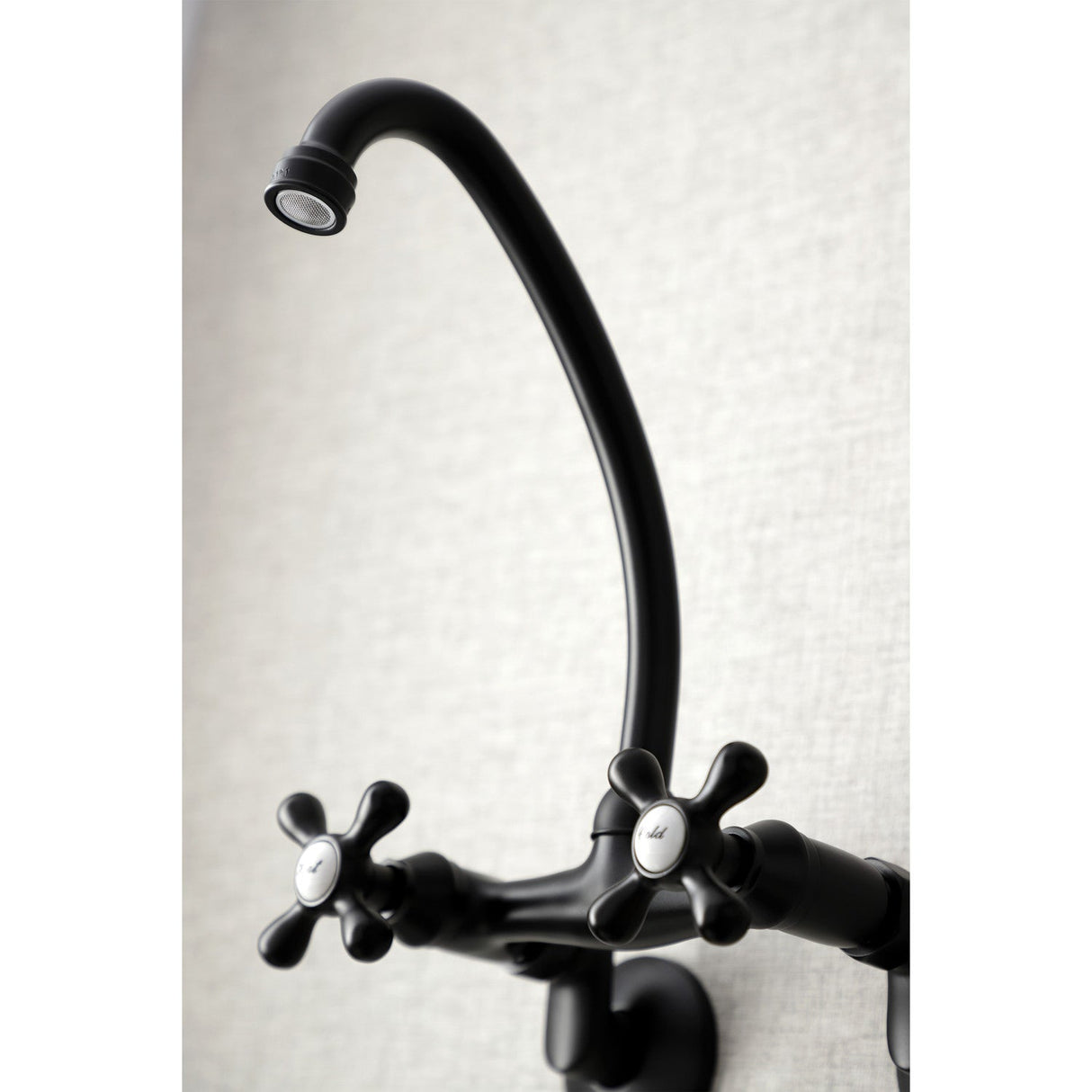 Kingston KS214MB Two-Handle 2-Hole Wall Mount Kitchen Faucet, Matte Black