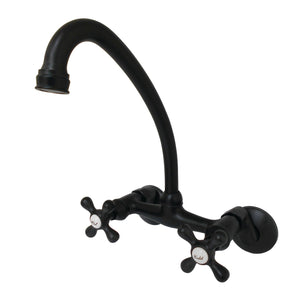 Kingston KS214MB Two-Handle 2-Hole Wall Mount Kitchen Faucet, Matte Black