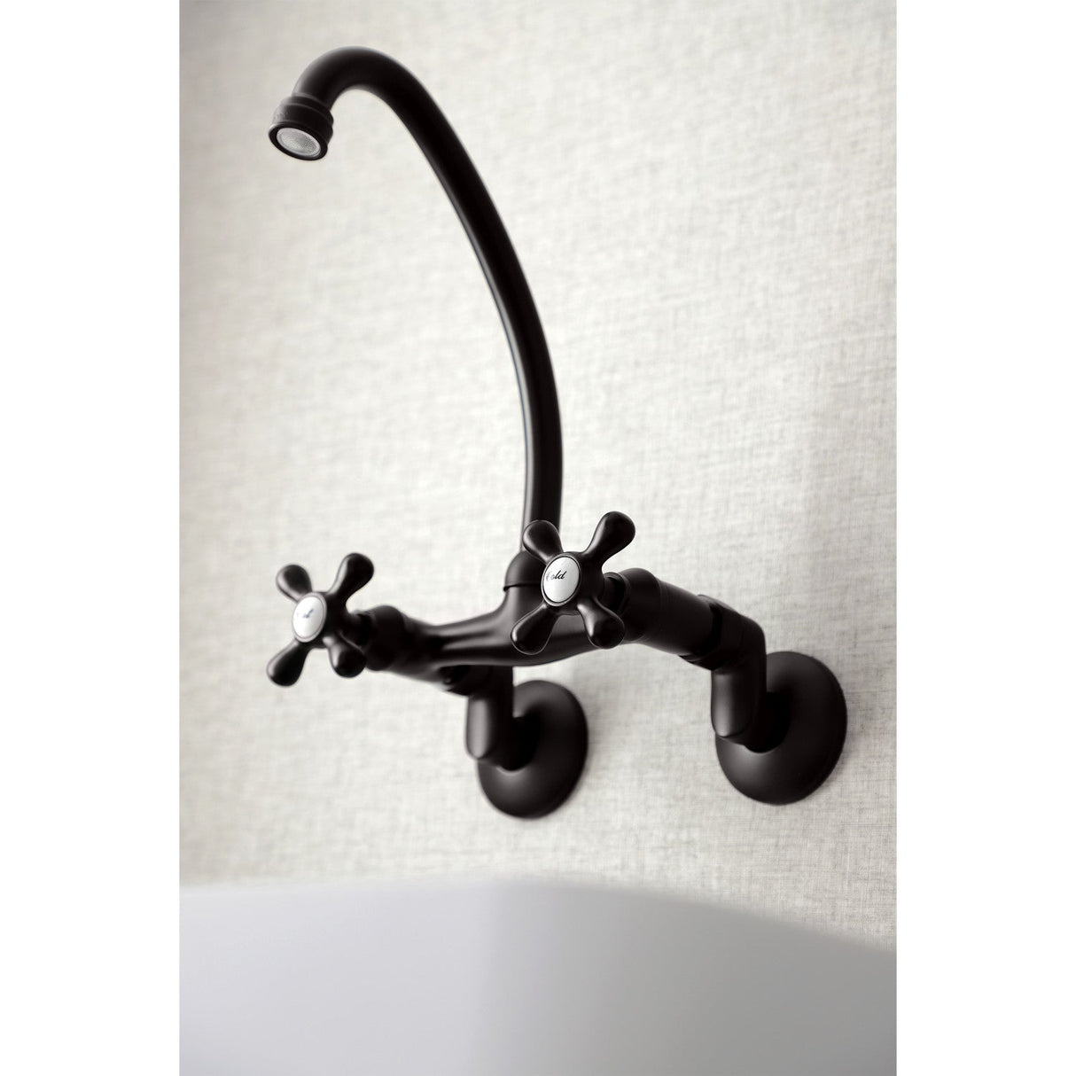 Kingston KS214ORB Two-Handle 2-Hole Wall Mount Kitchen Faucet, Oil Rubbed Bronze