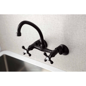 Kingston KS214ORB Two-Handle 2-Hole Wall Mount Kitchen Faucet, Oil Rubbed Bronze