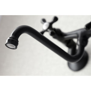 Kingston KS215MB Two-Handle 2-Hole Wall Mount Bathroom Faucet, Matte Black